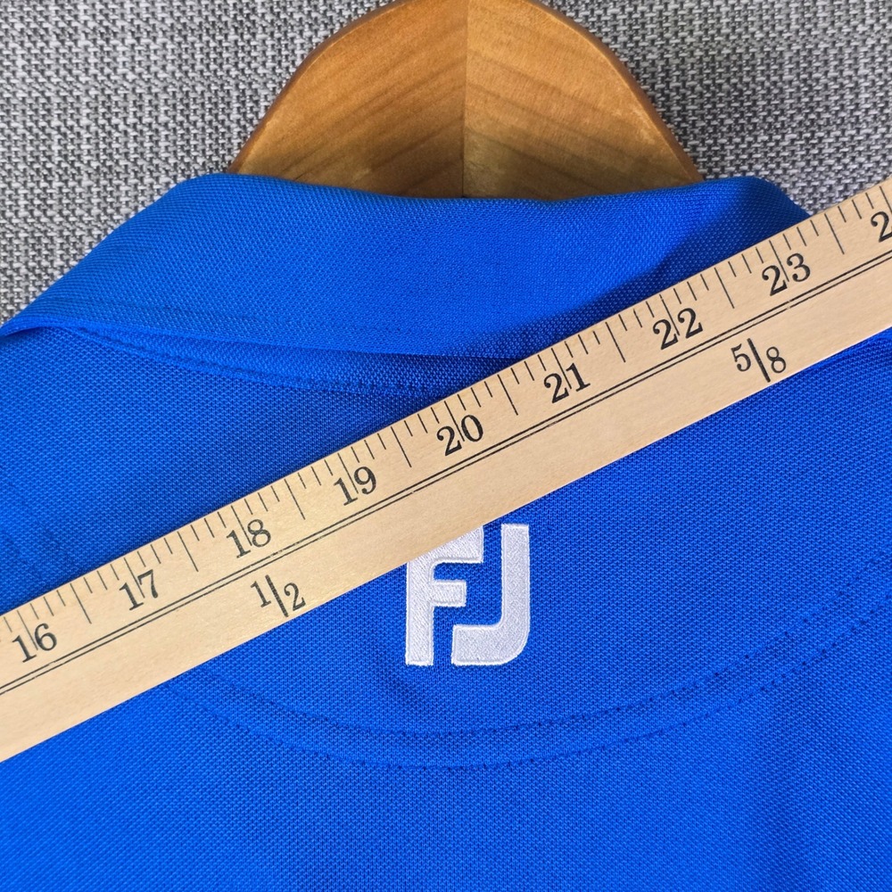 FootJoy Golf Polo Shirt Mens M Royal Blue Contrast Striped Placket Short Sleeve - Picture 10 of 12